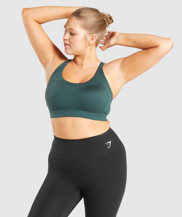 Damske Športové Podprsenky Gymshark Racer Back Tmavo Zelene | EZ8253910